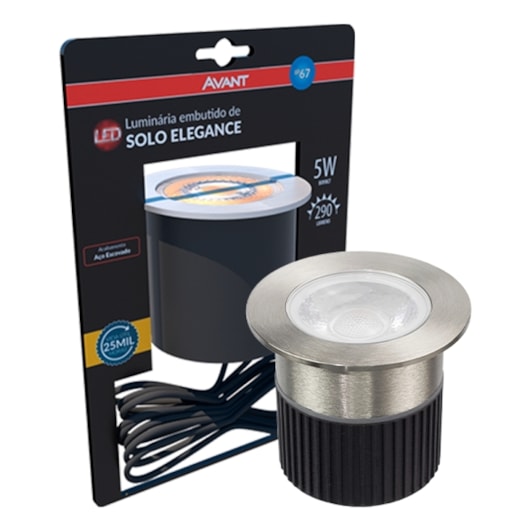 Luminaria Led Solo Elegance 5W Luz Amarela 3000K Aço Escovado Bivolt Avant - Imagem principal - 4949574b-7bdb-471f-99ed-714b07d7ae22