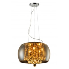 Lustre Wessex Vidro Ambar 40CM Translúcido 5Xg9 Canopla Cromo Avant