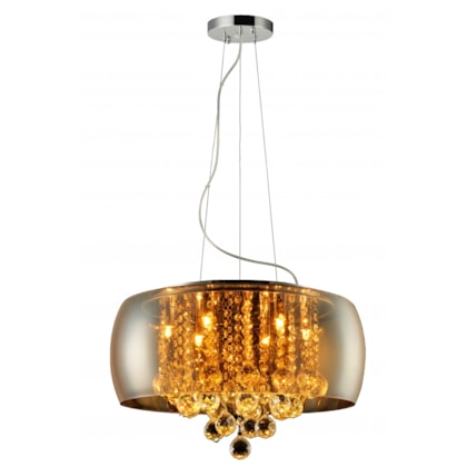 Lustre Wessex Vidro Ambar 50CM Translucido 5Xg9 Canopla Cromo Avant