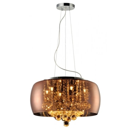 Lustre Wessex Vidro Cobre Rose 50cm Espelhado 5Xg9 Canopla Cromo Avant