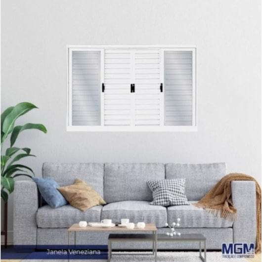 MGM Janela Veneziana 6 Folhas Vidro Liso Aço Branco 100x150x12cm - Imagem principal - 919aa581-3e37-4e04-bf5f-7204b1eaf193