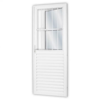 MGM PORTA DE GIRO MISTA POSTIGO ABERTURA ESQUERDA VIDRO MINI BOREAL ALUMÍNIO BRANCO 210X80CM LINHA SÓLIDA