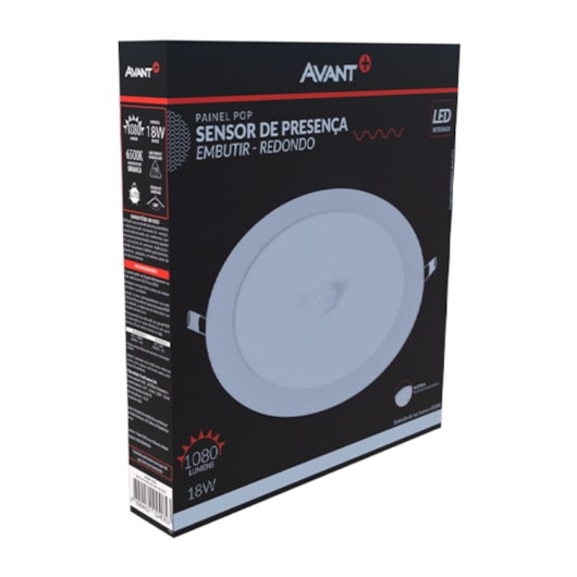 Painel Pop LED Plafon De Embutir Com Sensor de Presenca 18W Redondo 21cm Luz Branca 6500K Bivolt Avant - Imagem principal - a4d5af86-4b07-4d29-b0b4-77a12547cff7