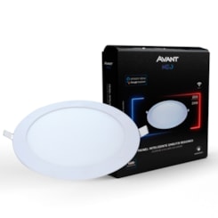 Painel Pop LED Plafon Inteligente de Embutir Smart Wi-Fi NEO 24W Redondo 30cm Luz Dimerizavel Amarela-Branca Bivolt Avant