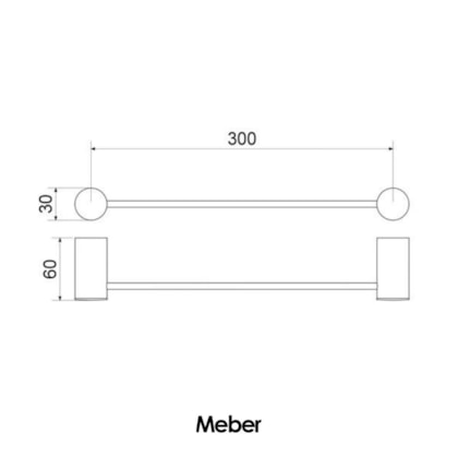 Porta Toalha Linear Curto Atria Preto Matte Meber