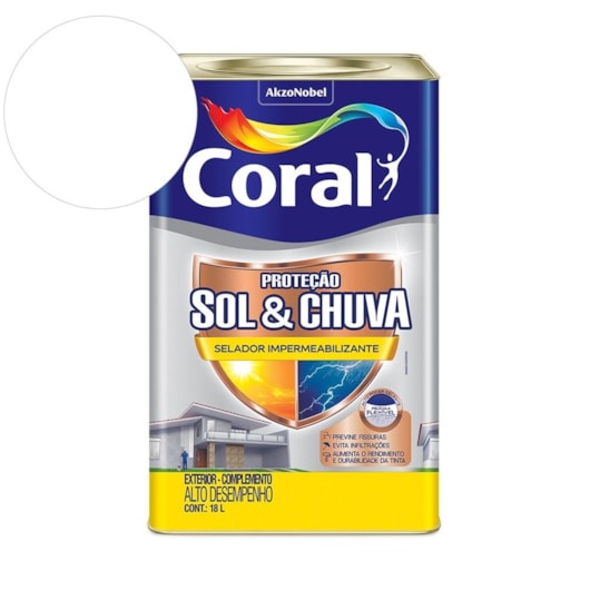 Pré Pintura Sol & Chuva Selador Impermeabilizante Branco Coral 18L - Imagem principal - 03647e79-d070-4066-b3bd-540d247a539a