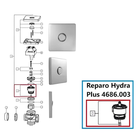 Reparo Válvula Plus E Slim Baixa Alta Pressão Deca - Imagem principal - 16093303-8657-45bd-a816-90725ffdd177