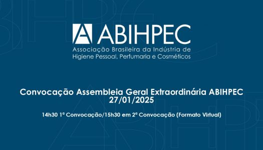 Convocação Assembleia Geral Extraordinária ABIHPEC 27/01/2025 – 14h30 1ª Convocação/15h30 em 2ª Convocação (Formato Virtual)