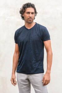 Ambun linen jersey tee navy