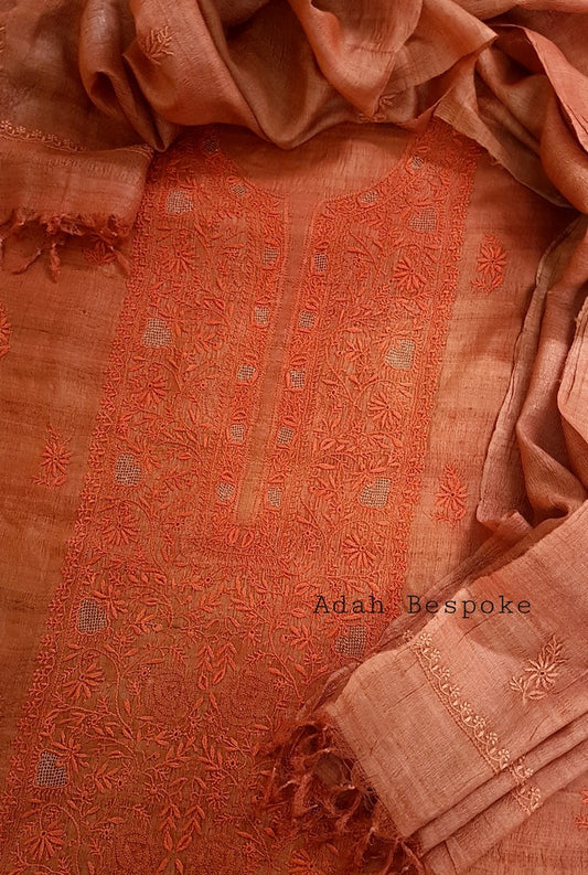 Chikankari Khadi Silk Set ( Do Taar )