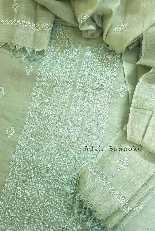 Chikankari Khadi Silk Set ( Do Taar )