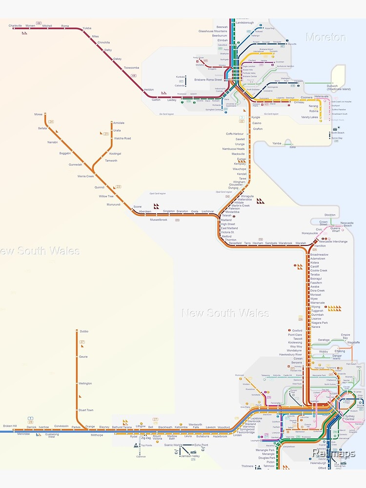  quot Rail Map Of Northern NSW quot Photographic Print By Railmaps Redbubble