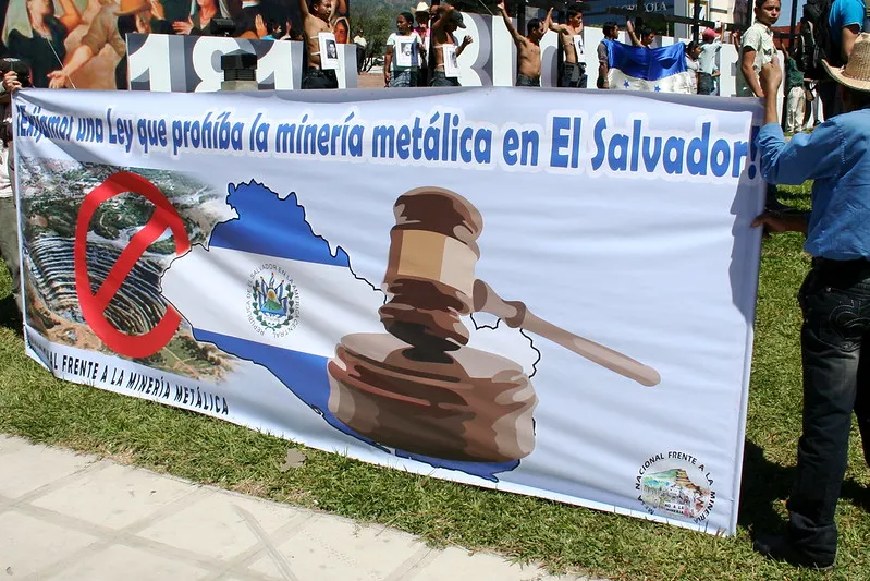 “We demand a law that prohibits metallic mining in El Salvador” — file photo of anti-mining p