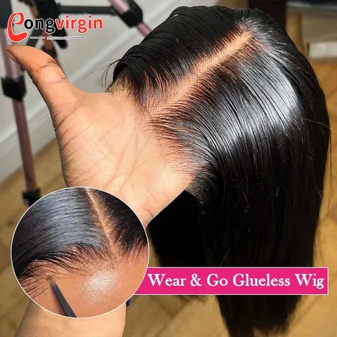 5x5 Glueless Wig Human Hair Ready To Wear Pre-Cut Lace Wear And Go Glueless Wigs Straight Lace Front Human Hair Wig For Women