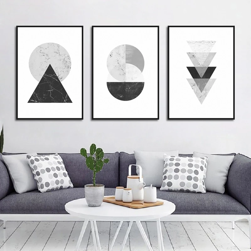 Nordic Abstract Style Black And White Geometric Art Drawing Living Room  Sofa Background Wall Decoration Hanging Picture No Frame|Vẽ Tranh & Thư  Pháp| - AliExpress