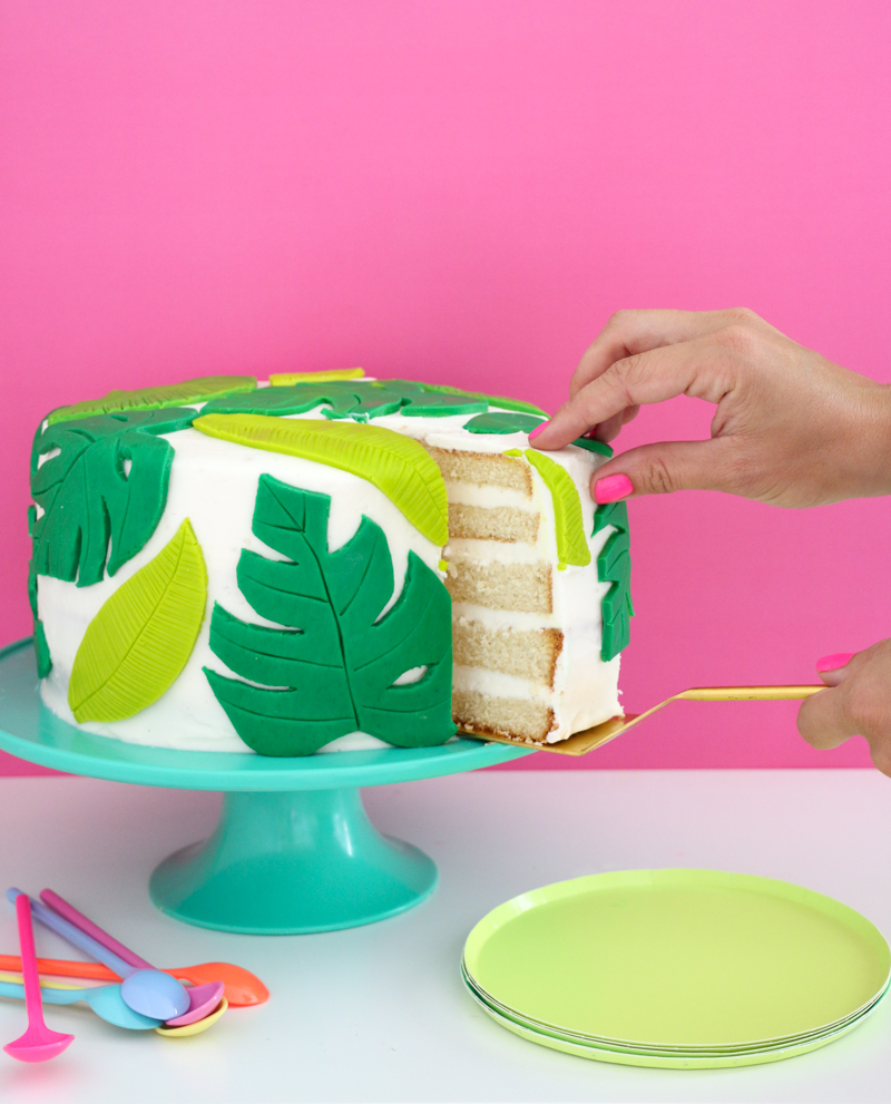 DIY Tropical Palm Leaf Cake