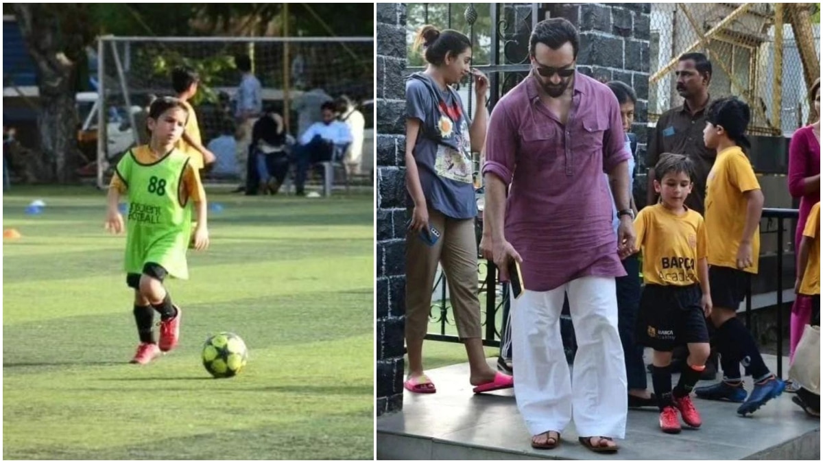 Taimur Ali Khan spotted with dad Saif Ali Khan on the football field.