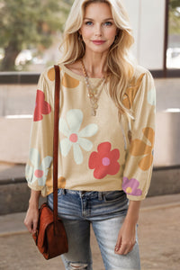 Cute Flower Print Bracelet Sleeve Top