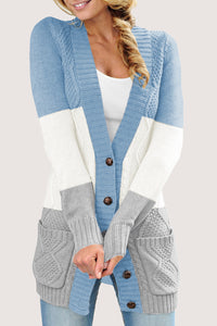 Front Pocket Buttons Closure Cardigan