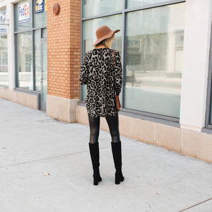 Leopard Long Sleeve Hi Low Side Slit Top