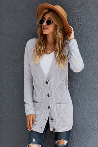 Front Pocket Buttons Closure Cardigan