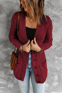 Front Pocket Buttons Closure Cardigan