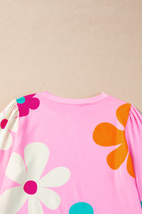 Cute Flower Print Bracelet Sleeve Top