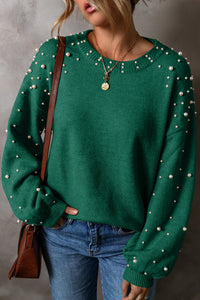 Pearled Drop Shoulder Sweater