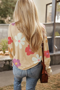 Cute Flower Print Bracelet Sleeve Top