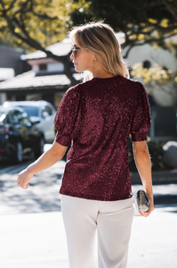 Shimmer Short Sleeve Puff Top