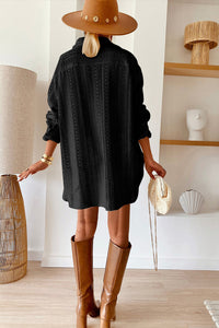 Lace Crochet Collared Tunic Oversized Shirt