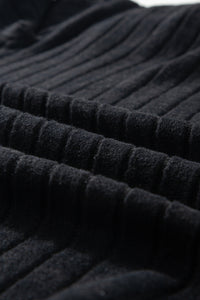 Black Ribbed Bishop Sleeve Round Neck Top