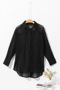 Lace Crochet Collared Tunic Oversized Shirt