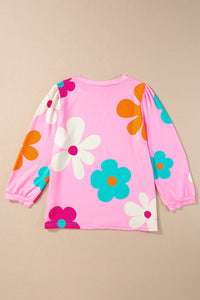 Cute Flower Print Bracelet Sleeve Top