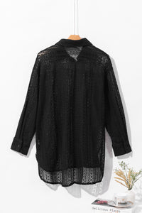 Lace Crochet Collared Tunic Oversized Shirt