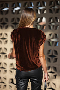 Velvet Rouge Ruched Shoulder Top