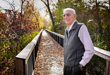 Dr. Stuart Hanson, 85, is author of “A Senior’s Guide for Living Well, and Dying Well.” He was photographed on a trail near the Parkshore Senior