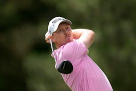 Hayden Springer hits from the fourth tee during the final round of the Rocket Mortgage Classic in Detroit. On Thursday, in the first round of the John