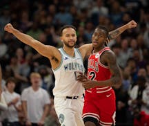 Wolves forward Kyle Anderson, left, is reportedly seeking close to the midlevel exception in NBA free agency.