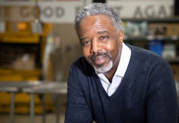 David Peeples, director of programs at The Food Group Minnesota, posed for a photo in the volunteer station in the warehouse on Wednesday, March 9, 20