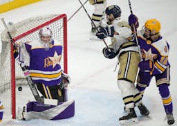 CDH goalie Owen Nelson allows the third goal of the game in the first period.