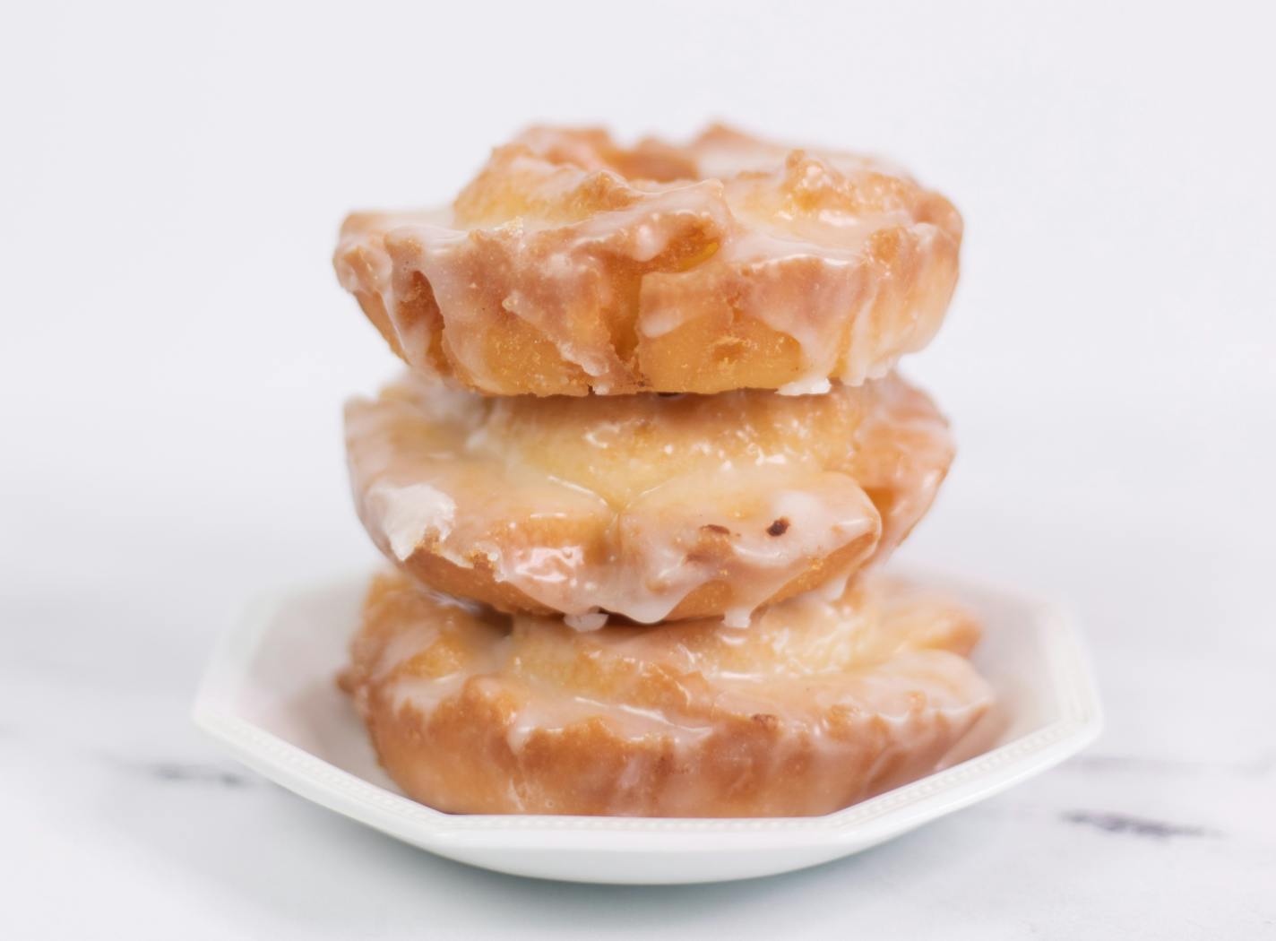 The "petals" on the glazed old fashioned doughnuts from Cardigan "catch" the vanilla bean glaze.