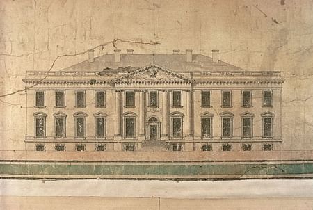 James Hoban's competition-winning design for the White House, 1793. Image via The White House Historical Association