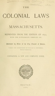 Cover of edition coloniallawsofm00mass