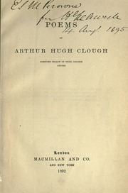 Cover of edition poemsofarthurhug00clouuoft