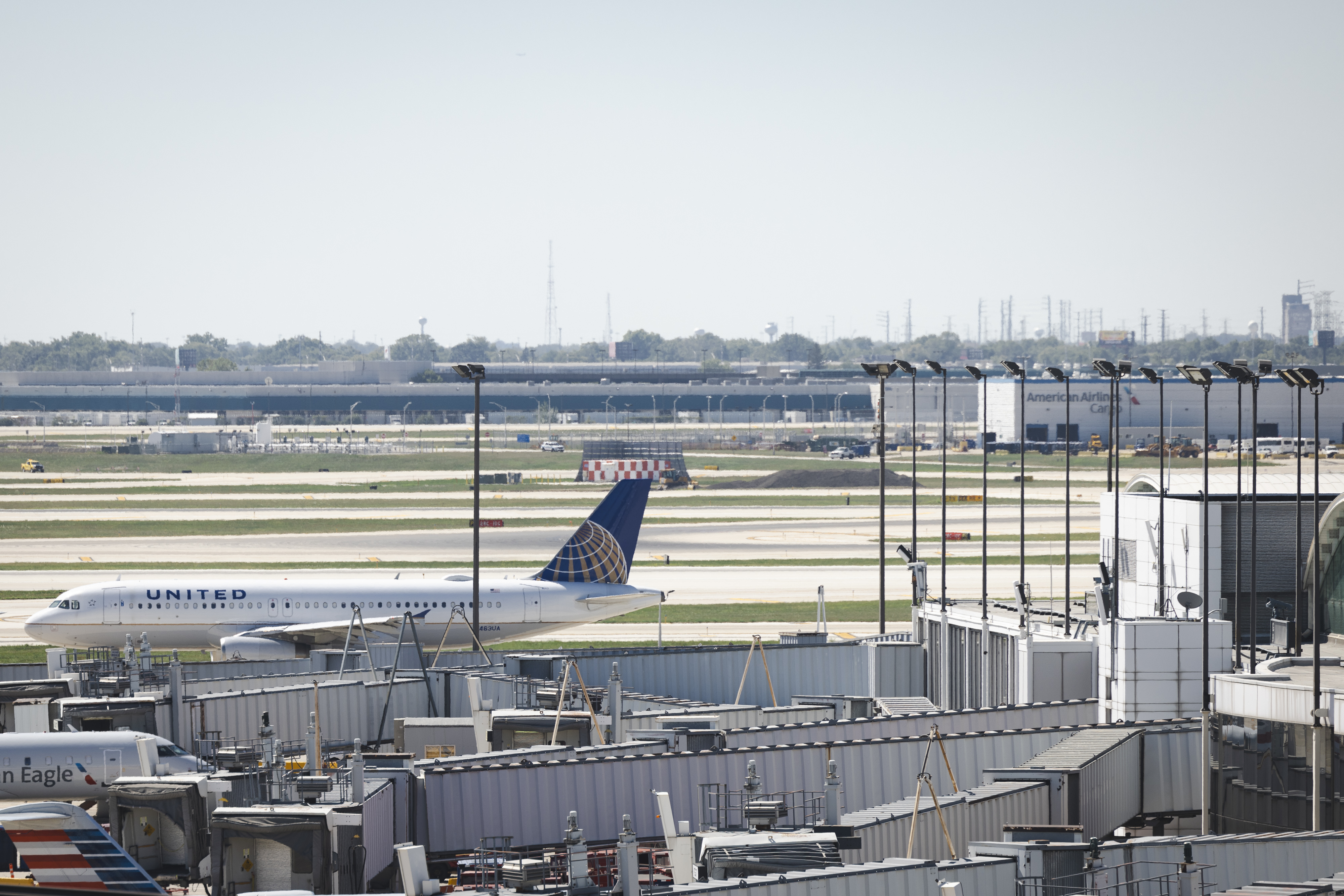 United Airlines plane waits at O'Hare Airport