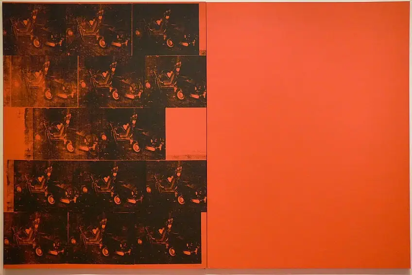 orange car crash fourteen times by andy warhol