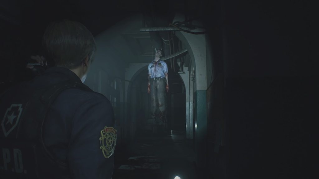 resident evil 2 hanging officer