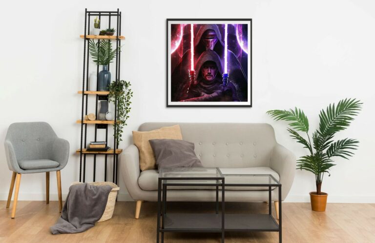 Star Wars handmade oil painting - Darth Revan helmet and helmetless