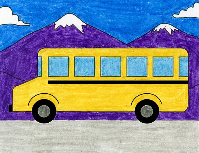 How to Draw a School Bus Easy, Step-by-Step Art Lesson for Kids